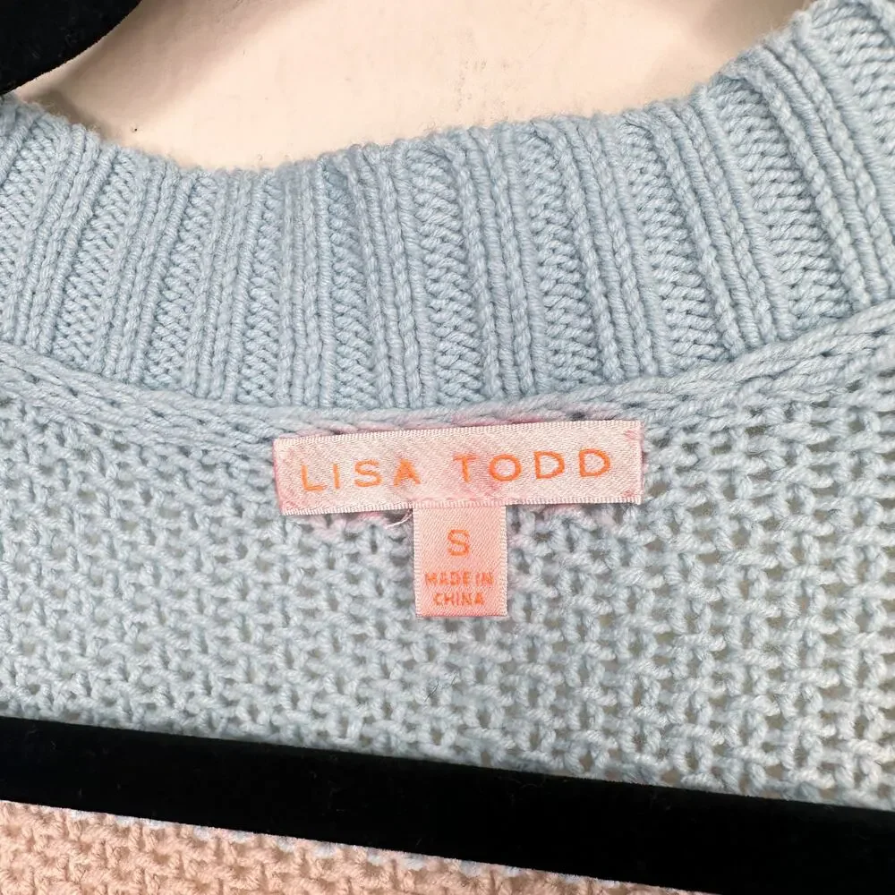 Lisa Todd Sand Sweeper Aqua Combo Striped Knit Long Open Cardigan Duster Sweater - Picture 6 of 11